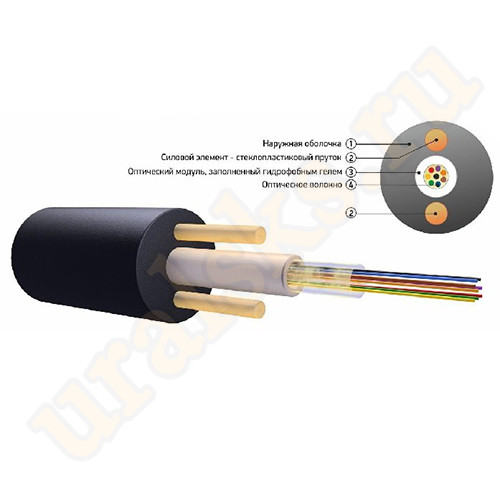 Оптический дроп-кабель круглый 12 волокон G652D, 1,5Кн (до 70м)