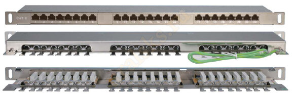 Hyperline PP3-19-24-8P8C-C6-SH-110D Патч-панель 19", 1U, 24 порта RJ-45 полн. экран., категория 6, Dual IDC, ROHS, цвет черный