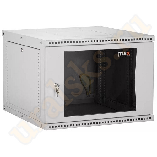 TWI-126060-R-G-GY Настенный разборный шкаф TLK 19", 12U, стеклянная дверь, Ш600хВ569хГ600мм