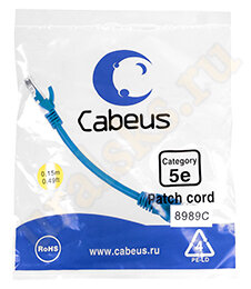 Cabeus PC-UTP-RJ45-Cat.5e-0.15m-BL Патч-корд UTP, категория 5e, 0.15 м, неэкранированный, синий