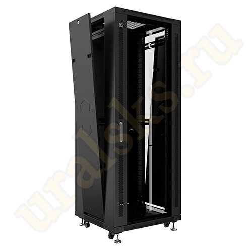 SH-05C-12U60/60-BK Шкаф напольный 19" Cabeus 12U 600x600x730mm дверь стекло чёрный