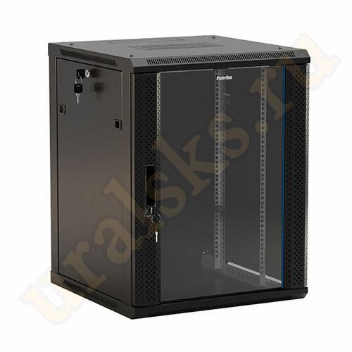 TWB-0666-GP-RAL9004 Шкаф настенный 19", 6U, 600х600мм, стеклянная дверь, цвет черный