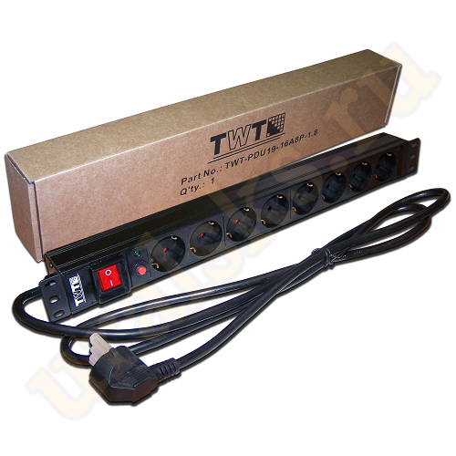 TWT-PDU19-16A8P-1.8 Блок розеток 19" 8 шт., 16A 250V, шнур питания 1.8 м