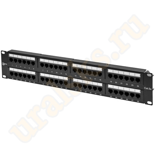 SNR-UD-2U48-5E-H Коммутационная панель SNR, 19" неэкранированная, 2U, 48 портов, cat.5e, горизонтальная заделка