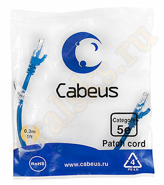 Cabeus PC-UTP-RJ45-Cat.5e-0.3m-BL Патч-корд UTP, категория 5e, 0.3 м, неэкранированный, синий