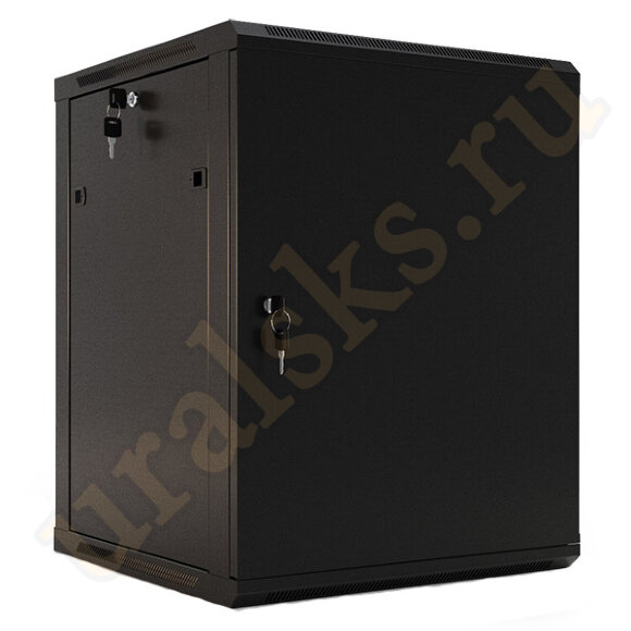 TWB-0666-SR-RAL9004 Шкаф настенный 19", 6U, 600х600мм, металлическая дверь, цвет черный