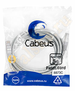 Cabeus PC-FTP-RJ45-Cat.5e-3m-LSZH Патч-корд FTP, категория 5е, 3 м, LSZH, экранированный, серый