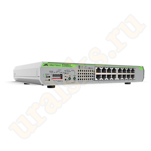 AT-GS920/16-50 Коммутатор 16x 10/100/1000T unmanaged switch with internal PSU, EU Power Cord, Configurable with DIP Switch