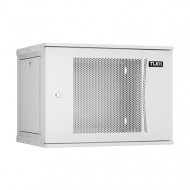 Настенный разборный шкаф TLK 19", 6U, перфорированная дверь, Ш600хВ303хГ350мм, 1 пара монтажных направляющих, серый Настенный разборный шкаф TLK 19", 6U, перфорированная дверь, Ш600хВ303хГ350мм, 1 пара монтажных направляющих, серый