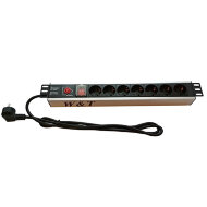 Блок розеток 19" EURO на 7 гнезд с выключателем и предохранителем, 220В Блок розеток 19" EURO на 7 гнезд с выключателем и предохранителем, 220В