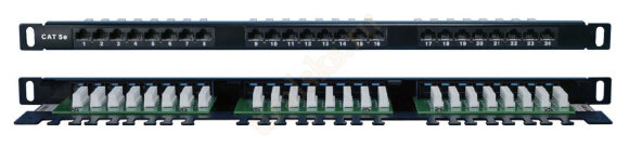 Hyperline PPHD-19-24-8P8C-C5E-110D Патч-панель высокой плотности 19", 0.5U, 24 порта RJ-45, категория 5E, Dual IDC