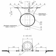 Узел двухсторонней анкеровки 411307-ТМП-209 ВОК на железобетонной опоре КС с запасом кабеля