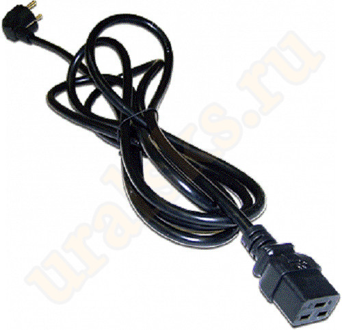 LAN-PP19/SH-3.0-BK Шнур питания C19-Schuko прямая, 3х1.5, 220В, 16А, черный, 3 метра