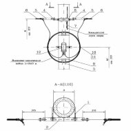 Узел двухсторонней анкеровки 411307-ТМП-210 ВОК на железобетонной опоре КС с запасом кабеля и установкой соединительной муфты