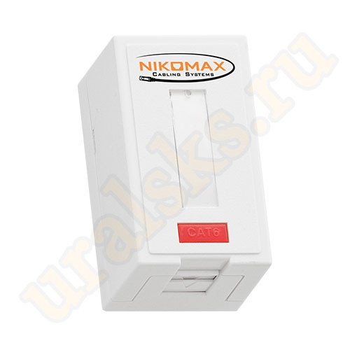 NMC-WO1SE2-FT-ST-WT Настенная розетка NIKOMAX, 1 порт, Кат.6 , RJ45/8P8C, FT-TOOL/110/KRONE, полный экран, со шторками