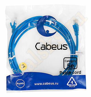 Cabeus PC-UTP-RJ45-Cat.5e-3m-BL Патч-корд UTP, категория 5е, 3 м, неэкранированный, синий