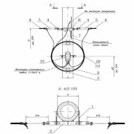 Узел двухсторонней анкеровки 411307-ТМП-211 ВОК на железобетонной опоре КС с запасом кабеля и установкой разветвительной муфты