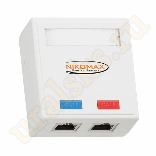 NMC-WO2SE2-WT Настенная розетка NIKOMAX, 2 порта, Кат.6 , RJ45/8P8C, 110/KRONE, на печатной плате, экранированная