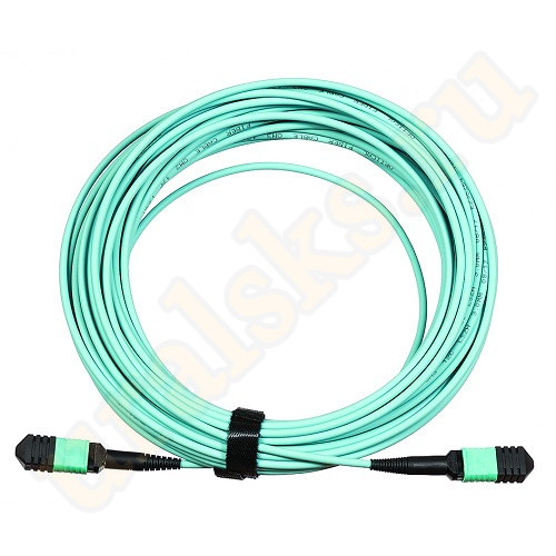 LAN-12M-12M/OM3B-10 Сборка кабельная MPO-MPO, 12 волокон OM3, тип B (Key Up-Key Up), низкие потери, LSZH, 10 м, аква