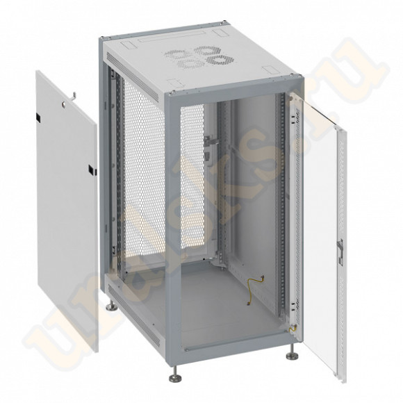 SL 6033.713 Шкаф монтажный 19" напольный 33U 600x1000x1600mm, передняя дверь стеклянная, задняя дверь перфорированная, цвет серый