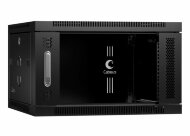 Шкаф телекоммуникационный настенный 19" 6U 600x350x368mm (ШхГхВ) дверь стекло, цвет черный (RAL 9004) Cabeus Шкаф телекоммуникационный настенный 19" 6U 600x350x368mm (ШхГхВ) дверь стекло, цвет черный (RAL 9004) Cabeus