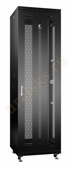 ND-05C-42U60/60-BK Шкаф телекоммуникационный 19" напольный 42U 600x600x2055mm (ШхГхВ) передняя и задняя перфорированные двери, ручка с замком, цвет черный (RAL 9004) Cabeus