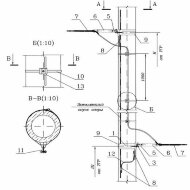 Узел анкеровки 411307-ТМП-212 ВОК на железобетонной опоре КС с перепадом высоты