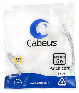 Cabeus PC-UTP-RJ45-Cat.6-0.3m Патч-корд UTP, категория 6, 0.3 м, неэкранированный, серый