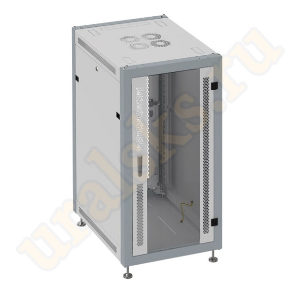 SL 6022.713 Шкаф монтажный 19" напольный 22U 600x1000x1100mm, передняя дверь стеклянная, задняя дверь перфорированная, цвет серый