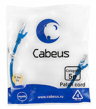 Cabeus PC-UTP-RJ45-Cat.5e-0.3m-BL-LSZH Патч-корд UTP, категория 5e, 0.3 м, LSZH, неэкранированный, синий Cabeus PC-UTP-RJ45-Cat.5e-0.3m-BL-LSZH Патч-корд UTP, категория 5e, 0.3 м, LSZH, неэкранированный, синий