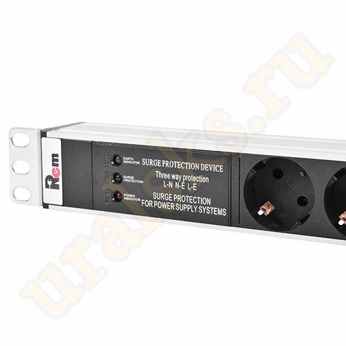 Вертикальный блок розеток R-16-25S-FI-1820-3 с фил. и инд., 25 Schuko, 16A, алюм., 42-48U, шнур 3 м