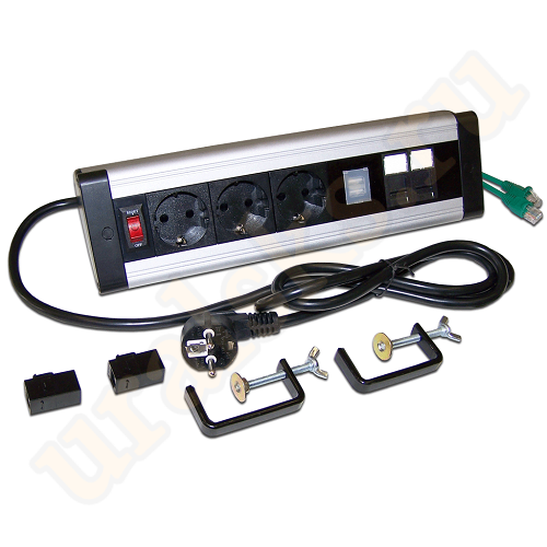 LAN-WA-DC/3G+2UC+2C6 Блок розеток: 3 эл. модуля, 2 USB модуля, 2 порта кат.6