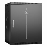 Шкаф телекоммуникационный настенный 19" 15U 600x350x769mm (ШхГхВ) дверь металл, цвет черный (RAL 9004) Cabeus Шкаф телекоммуникационный настенный 19" 15U 600x350x769mm (ШхГхВ) дверь металл, цвет черный (RAL 9004) Cabeus