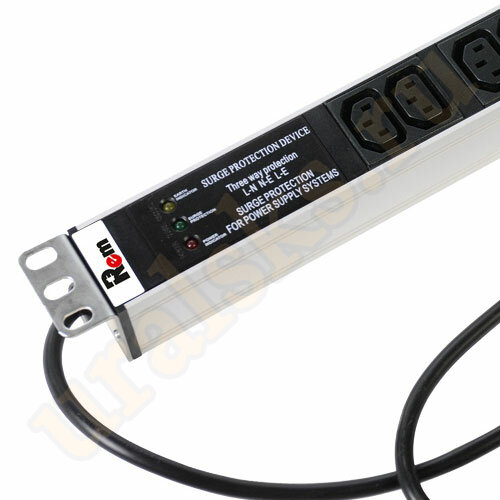 Вертикальный блок розеток R-16-25C13-FI-1820-3 с фил. и инд., 25 IEC 60320 C13, алюм., 42-48U, шнур 3 м
