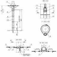 Узел двухсторонней анкеровки и спуск 411307-ТМП-219 ВОК в защитной трубе на железобетонной опоре КС