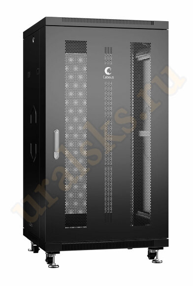 Cabeus ND-05C-22U60/100-BK Шкаф монтажный телекоммуникационный 19" напольный для распределительного и серверного оборудования 22U 600x1000x1166mm (ШхГхВ) передняя и задняя перфорированные двери, ручка с замком, цвет черный (RAL 9004)