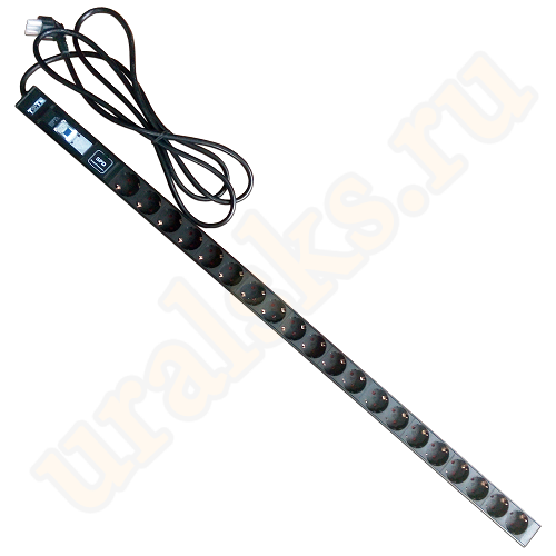 TWT-PDV-20GS-GP Вертикальный блок розеток, 20xSchuko, 250V, 16A, шнур 3 метра, вилка Schuko