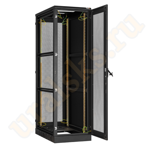 TFA-428010-PHPH-BK Напольный шкаф 19", 42U, перфорированные одностворчатые двери, металлические двухуровневые стенки, Ш800хВ2060хГ1000мм, в разобранном виде, черный