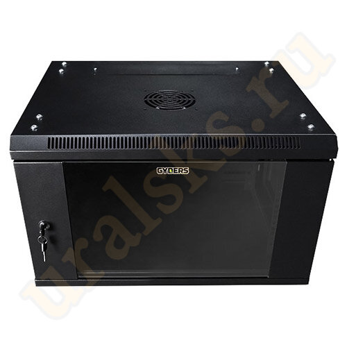 Шкаф GDR-96045B телекоммуникационный 19" настенный 9U 600х450 дверь стекло, цвет чёрный