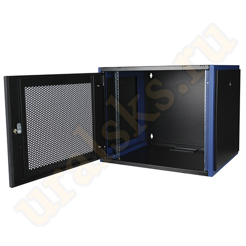 DR-620111 Настенный шкаф 19", 9U 600х450, дверь перфорация, черный