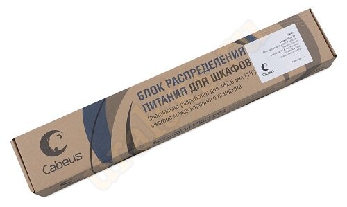 PDU-6P-F-2EU Блок евророзеток для 19" шкафов, горизонтальный, 6 розеток, фильтр, 16 A, выключатель, шнур 2м, алюминиевый корпус, немецкий стандарт Cabeus