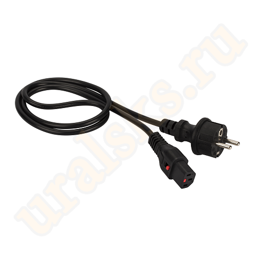 LAN-PP13L/SH-5.0-BK Шнур питания с блокировкой C13-Schuko прямая, 3х0.75, 220В, 10А, черный, 5 метров