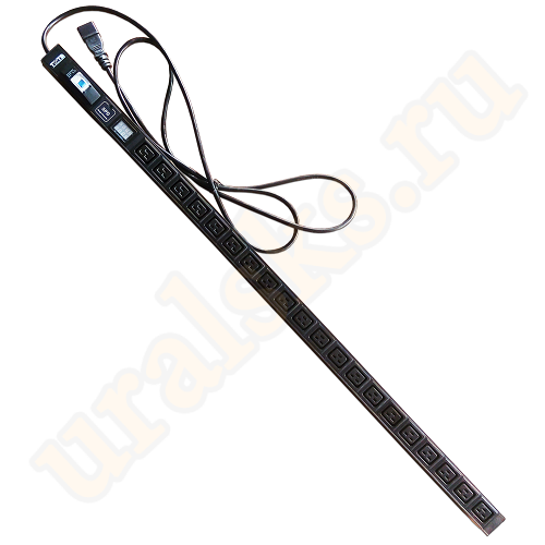 TWT-PDVI-20C9-C0 Вертикальный блок розеток, 20xC19, 250V, 16A, A/V-метр, шнур 3 метра, вилка C20