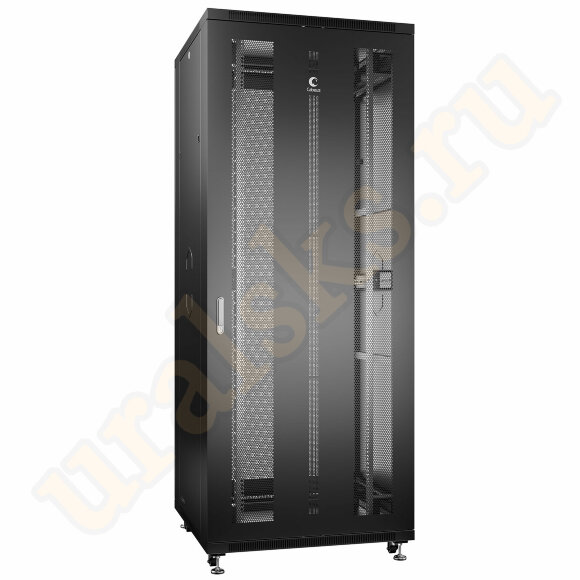 Cabeus ND-05C-42U80/100-BK Шкаф монтажный телекоммуникационный 19" напольный для распределительного и серверного оборудования 42U 800x1000x2055mm (ШхГхВ) передняя и задняя перфорированные двери, ручка с замком, цвет черный (RAL 9004)
