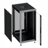 Шкаф монтажный 19" напольный 18U 600x600x935mm, передняя дверь стеклянная, задняя дверь перфорированная, чёрный Шкаф монтажный 19" напольный 18U 600x600x935mm, передняя дверь стеклянная, задняя дверь перфорированная, чёрный