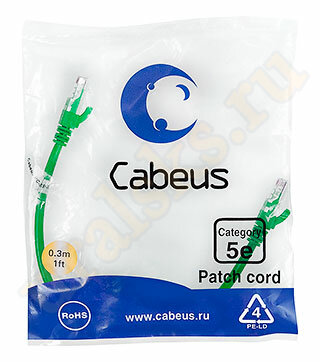 Cabeus PC-UTP-RJ45-Cat.5e-0.3m-GN Патч-корд UTP, категория 5e, 0.3 м, неэкранированный, зеленый