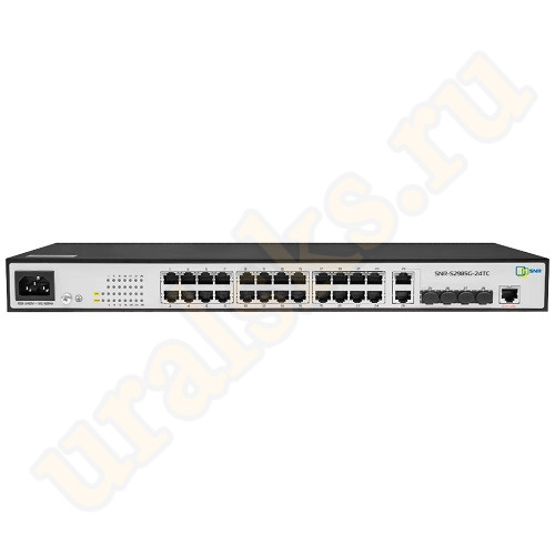 SNR-S2985G-24TC-RPS Управляемый коммутатор 24 порта 10/100/1000Base-T, 2 порта комбо RJ45/SFP, 2 порта SFP, RPS 12V