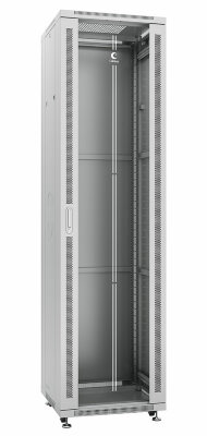 Шкаф телекоммуникационный 19" напольный 47U 600x800x2277mm (ШхГхВ) передняя стеклянная и задняя сплошная металлическая двери, ручка с замком, цвет серый (RAL 7035) Cabeus Шкаф телекоммуникационный 19" напольный 47U 600x800x2277mm (ШхГхВ) передняя стеклянная и задняя сплошная металлическая двери, ручка с замком, цвет серый (RAL 7035) Cabeus