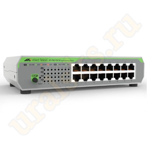 AT-FS710/16-50 Коммутатор 16-port 10/100TX unmanaged switch with internal PSU, EU Power Cord