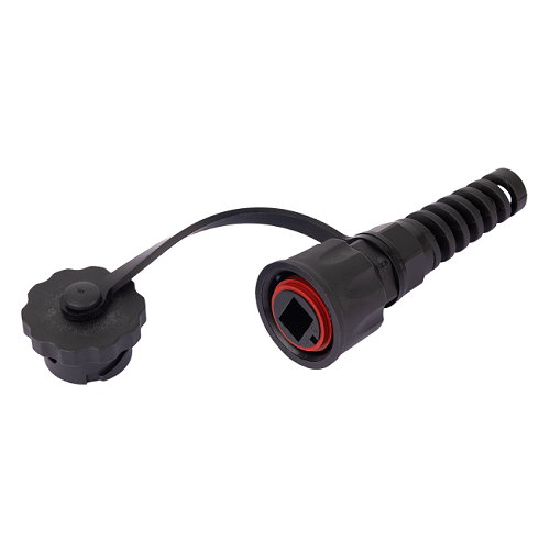 NMC-RJ88RA50UE3-IS-BK Индустриальный коннектор NIKOMAX RJ45/8P8C, Кат.6 (Класс E), 250МГц, покрытие 50мкд, неэкранированный, IP67, для одножильной витой пары,  с защитной крышкой, черный